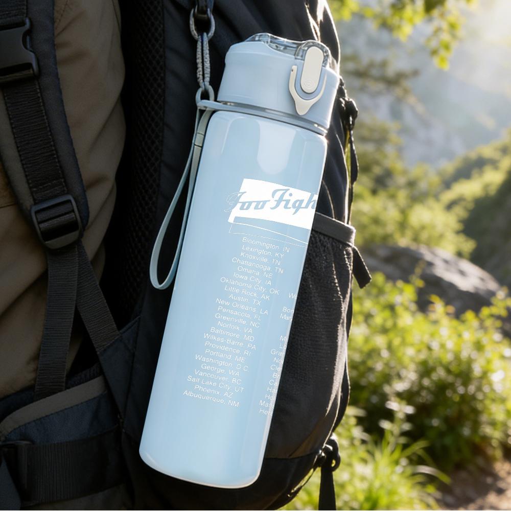 1PC Plain Blank Minimalist White Print 750ml Portable Sports Water Bottle Leakproof Gym Outdoor Travel Drink Cup