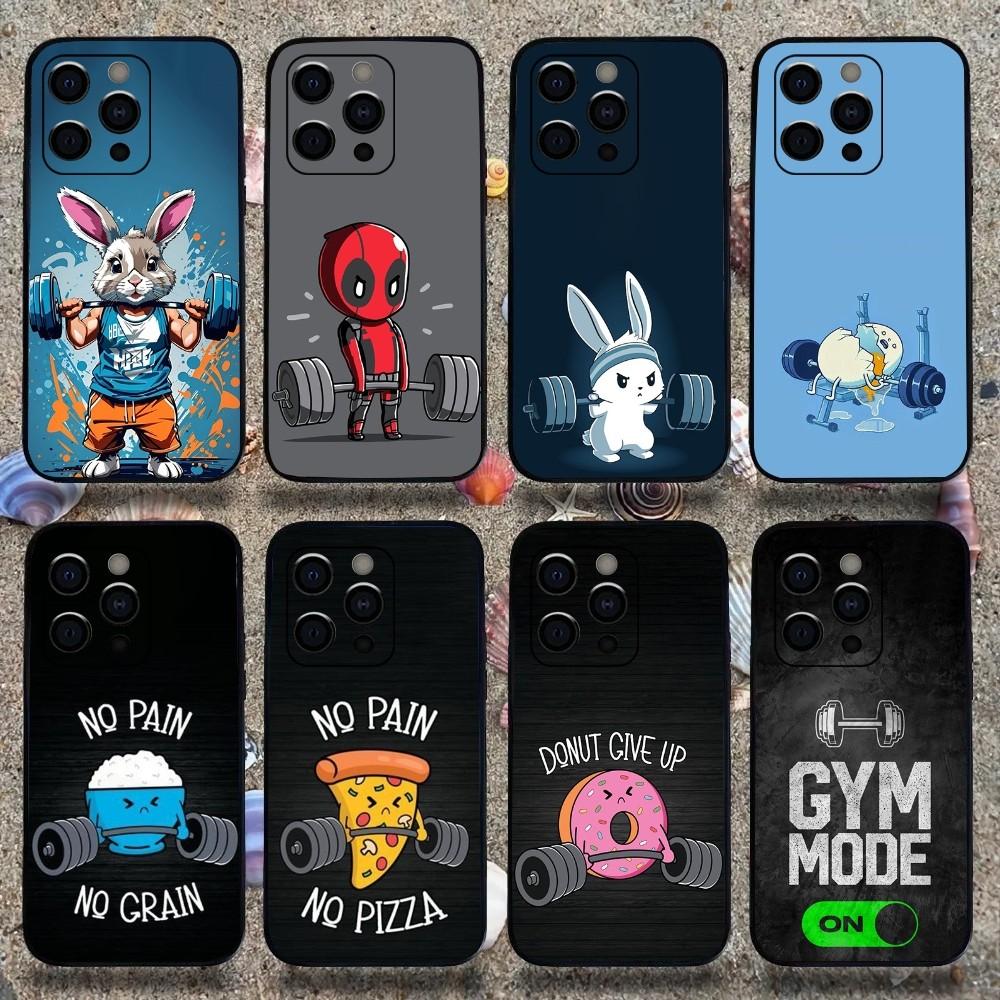 Gym Fitness Bodybuilding Phone Case For Apple iPhone 15,14,13,12,11,Pro,X,XS,Max,XR,Plus,Mini Soft Black Cover