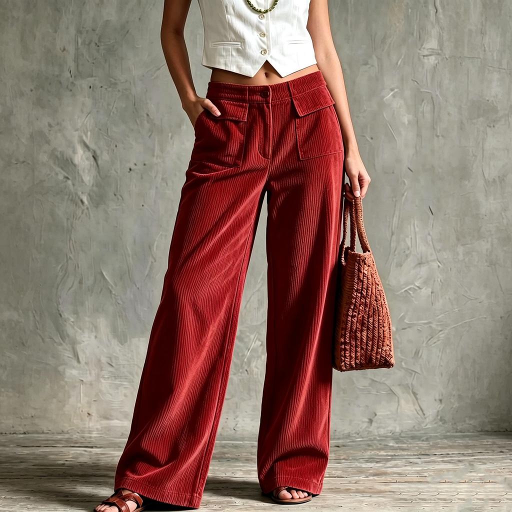 Women's Casual Loose Fit Wide Leg Pants Color Trousers for Everyday Wear
