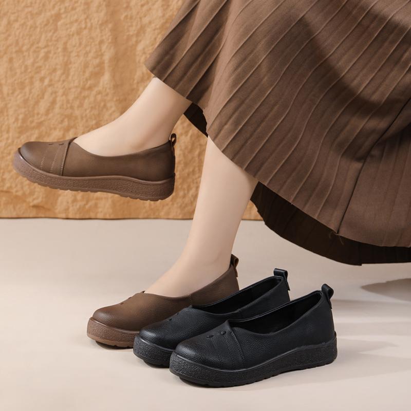 2026 Spring Autumn Mother Shoes Platform Loafers Retro Flat Soft Ladies Casual Shoes Brand Thick Sole 3cm Big Size 41