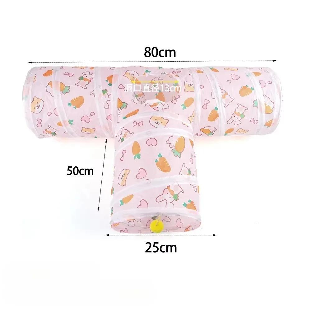 Carrot Print Cat Tunnel Multi-Shape Foldable & Easy Storage Cat Toy Tunnel for Play & Hideaway Pet Tube Self-Entertaining Play
