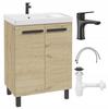Badezimmer-Set: Schrank mit Waschbecken 80x60, Armatur, Siphon, Click-Clack-Stöpsel Bonita