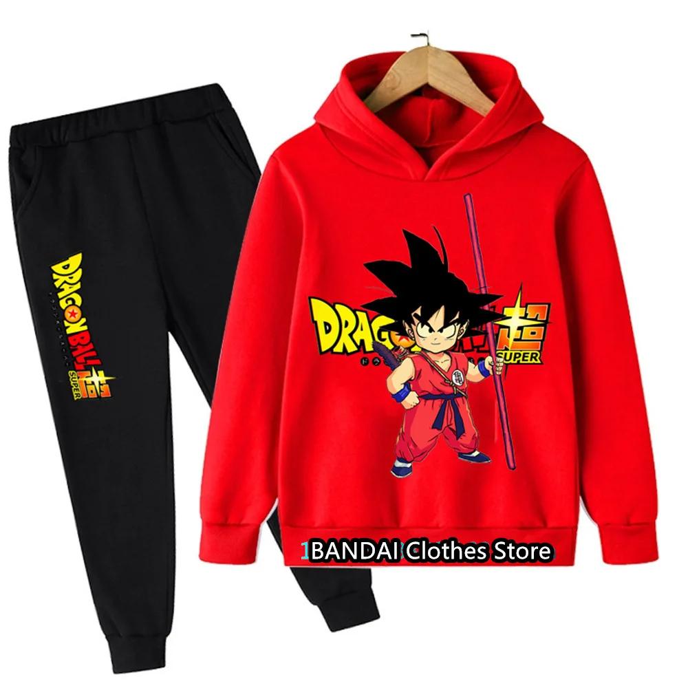 New 2025 Dragonball Hoodie Kids Spring Sportswear Boys and Girls Goku Sweatshirt Boys Clothes Girls Set Hoodie Pantsuit Children