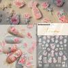 Gold Stamped Blooming Red Peony 3D Self-Adhesive Nail Art Stickers Lily Magnolia Camellia Daisy Rose Manicure Decals