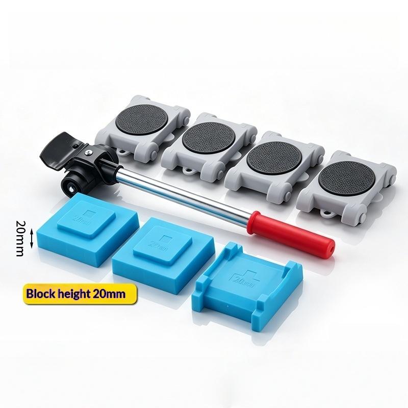 5 8Pcs Duty Furniture Lifter Roller Set with Wheel Bar for Easy Appliance Moving Sofa Bed Home Living Room