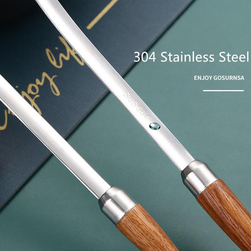 Long Wooden Handle Skimmer Soup Spoon Ladle Serving Tablespoons Stainless Steel Tableware Kitchen Items All with Free Shipping