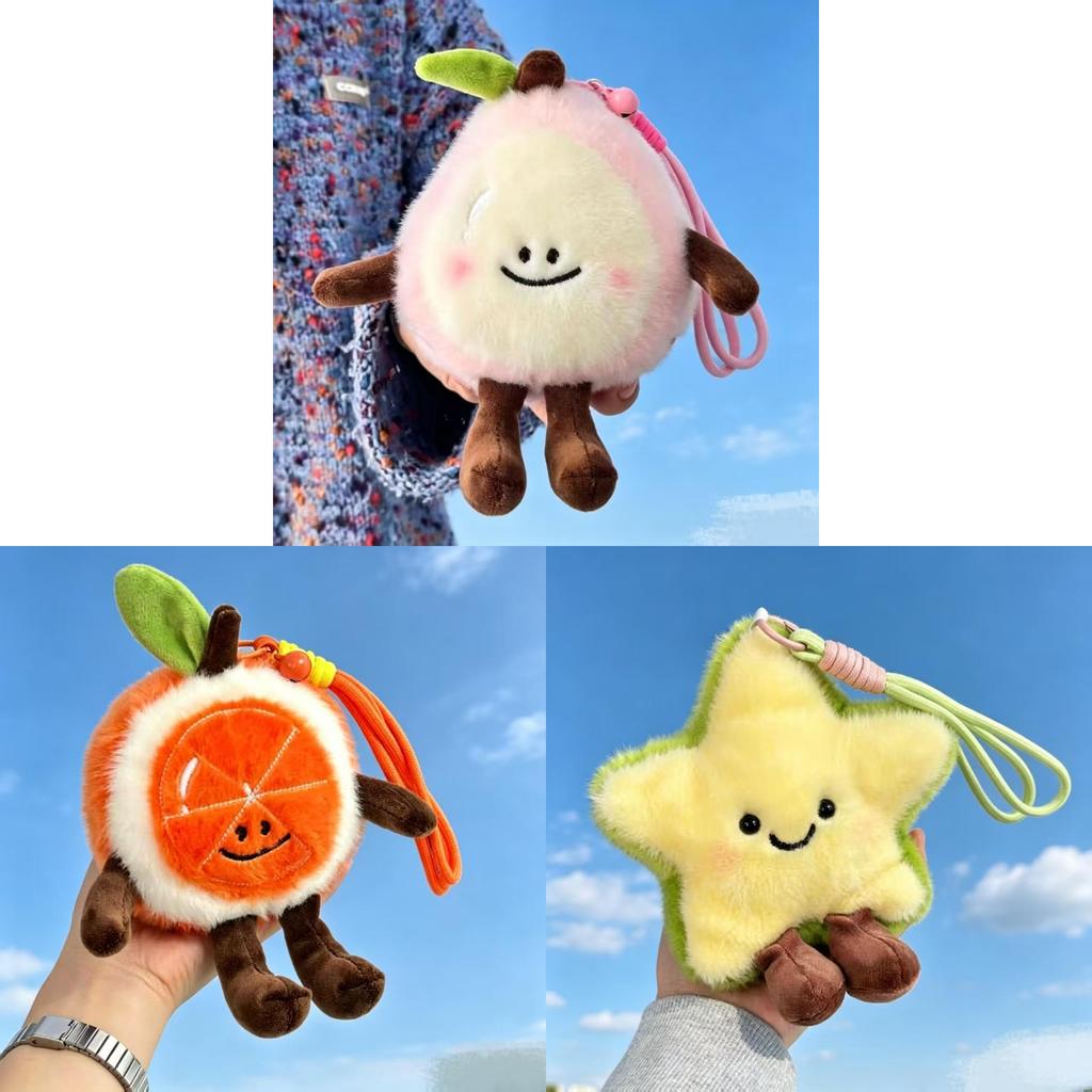 Fruit Series Plush Keychain With Pp Cotton Filling For Gift And Decor
