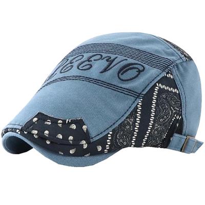 Paisley Pattern Hunting Hat English Letters Cap Hat Running Outdoor Men Women CA738 (Denim Blue)