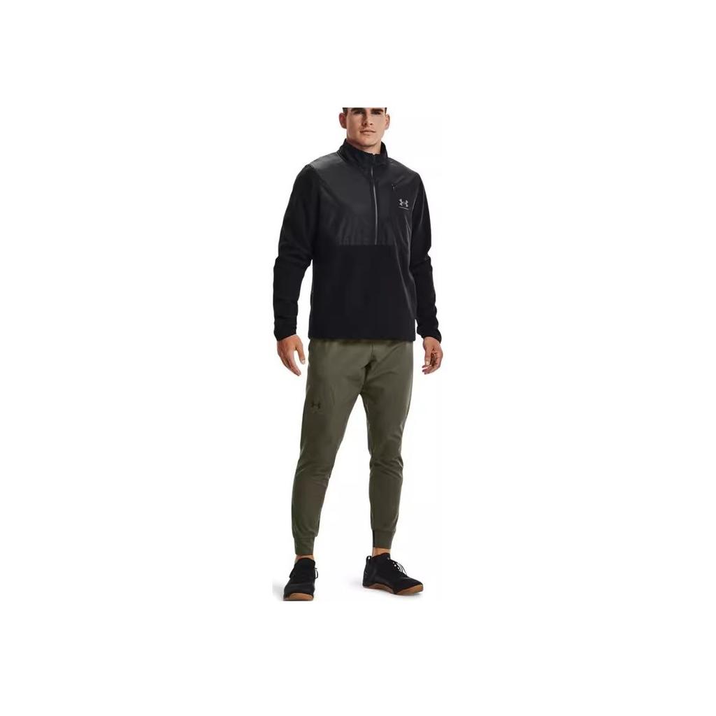 Under Armour Solid Color 1/2 Zip Sports Casual Hoodie Men Hoodies Black 1366196-001