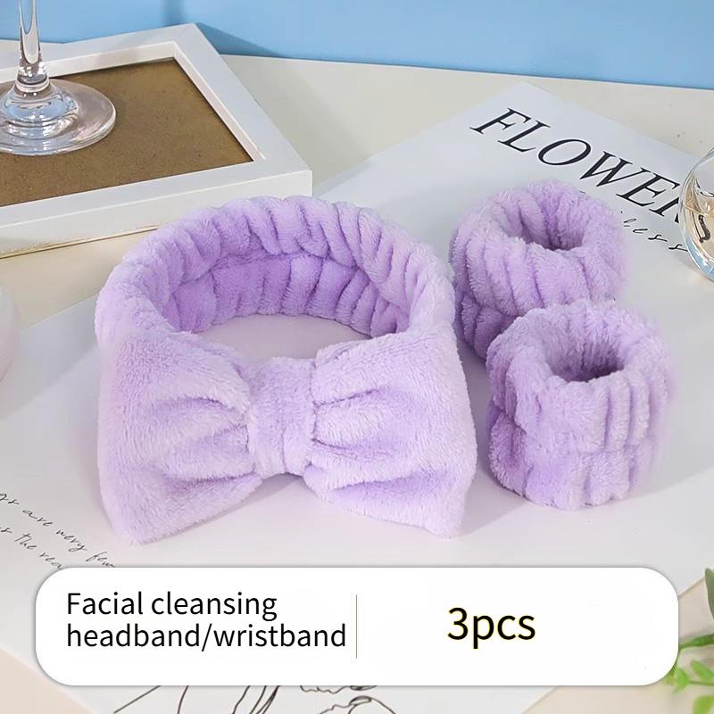 

Butterfly Headband & Wristband Set – Flannel Hair Accessories for Women s Makeup & Face Washing – Plush Elastic Beauty Set