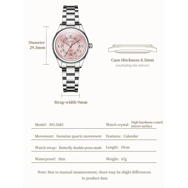 Quartz Watches for Women Steel Strap Elegant Fashion Diamond Dial Woman Watch Waterproof Ladies Wristwatch