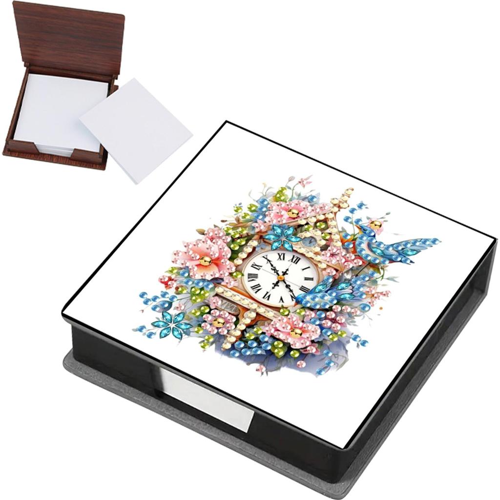 PU Animals Gem Painting Memo Pad Holder Mosaic Kit Flowers Rhinestones Post It Dispenser Animals & Flowers for Home Office