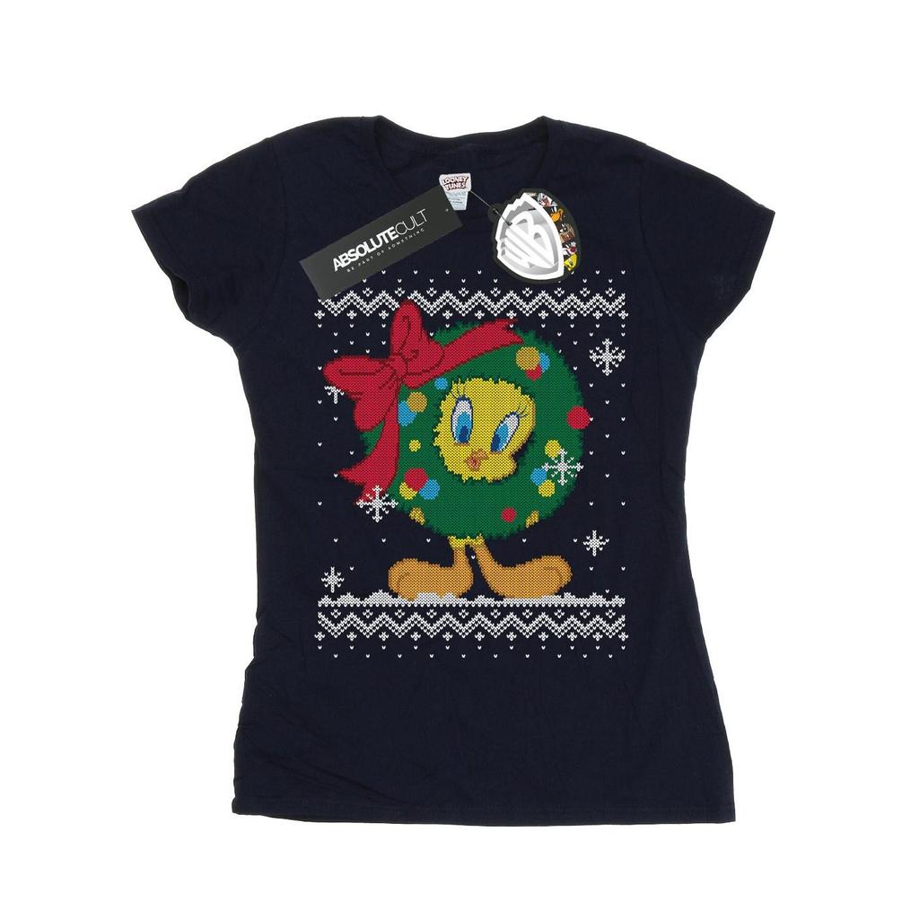Looney Tunes Womens/Ladies Tweety Pie Christmas Fair Isle Cotton T-Shirt