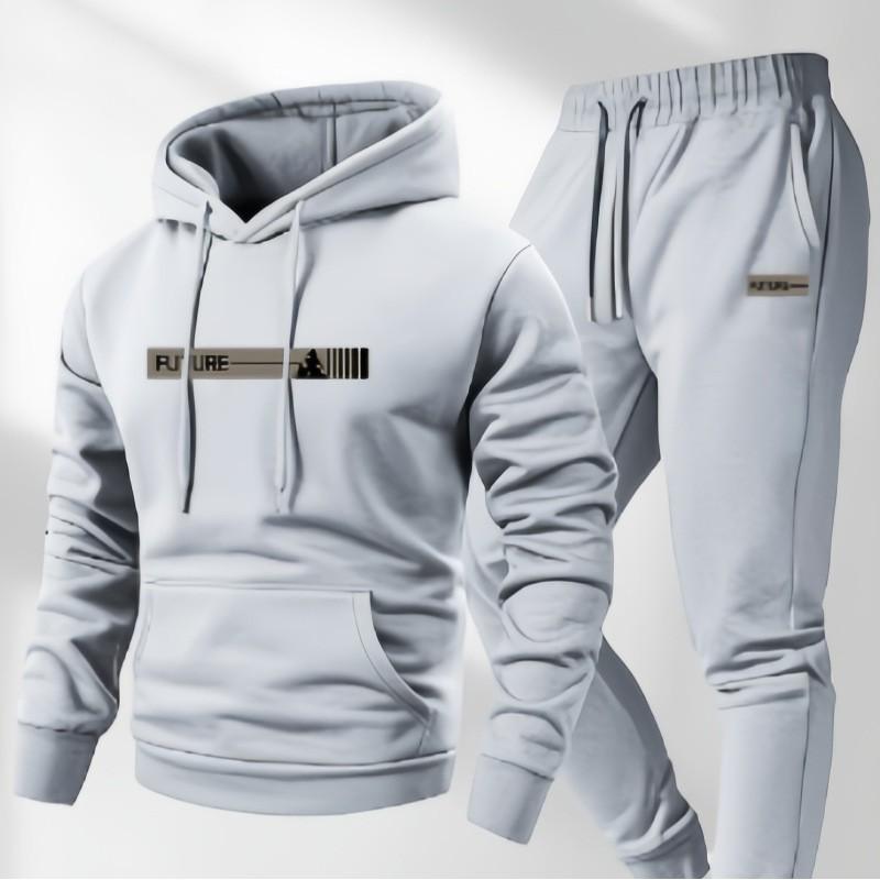 Mens Womens Casual Hooded Sweatshirt Set With Drawstring Pants Winter Warm Fleece Lined Sportswear