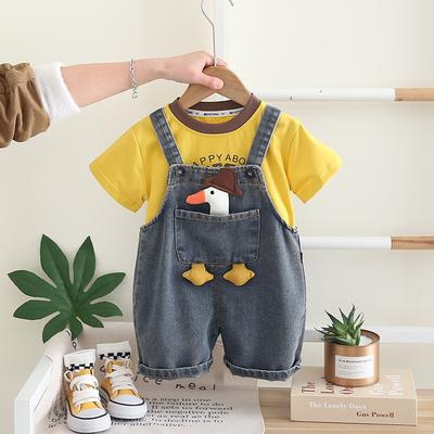 Baby Jungen Mädchen Kleidung Anzug Sommer Kinder Jungen T-Shirt Latzhose 2-teilige Sets Kleinkind Freizeitkostüm Kleinkind Kinder Trainingsanzüge
