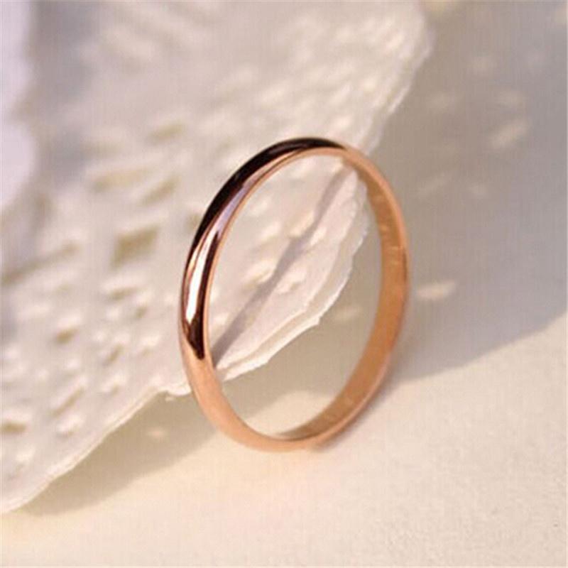 Fine blanke titan stål enkel ring bryllup smykker runde Valentinsdag elsker gave