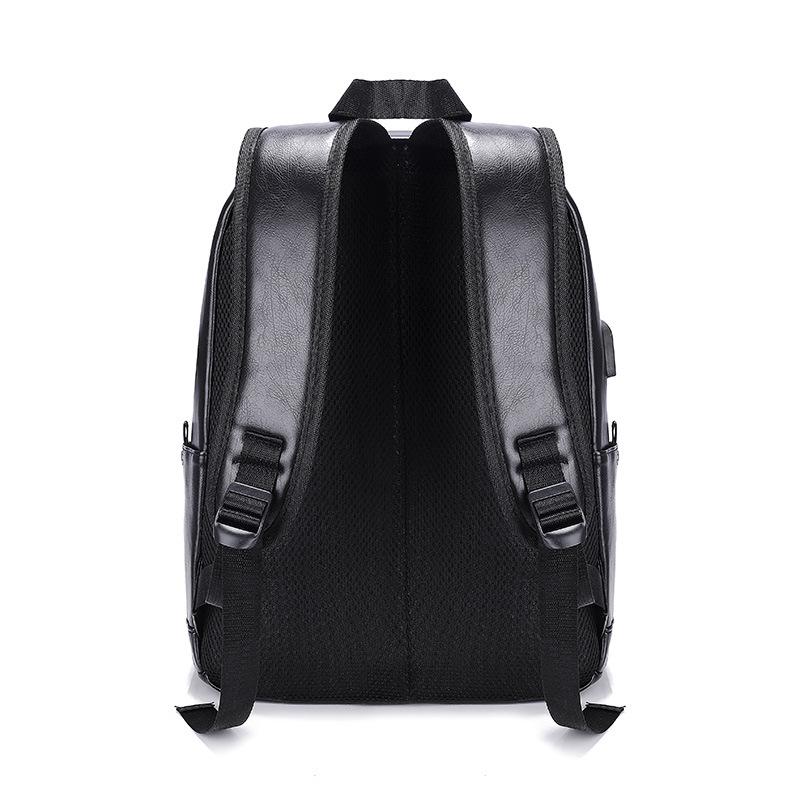 Men's business backpack, new PU backpack, multi-functional large-capacity usb charging, student schoolbag.