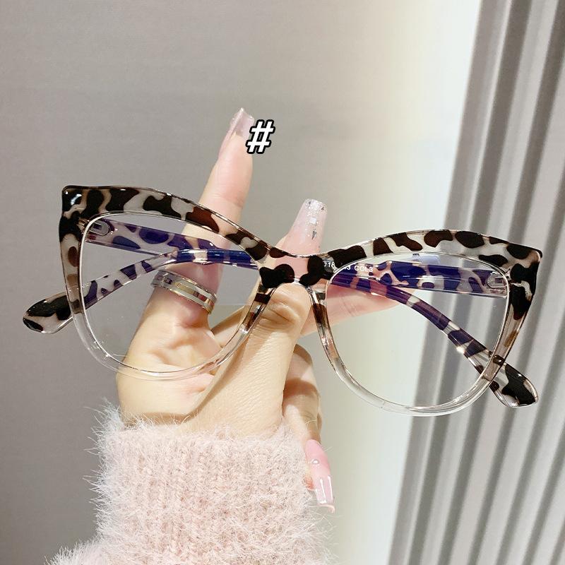 1.67 1.74 -8 To +8 Anti Blue Light Cat Eye Reading Glasses Women Big Frame Eye Protection Presbyopic Eyewear Ultralight Double Color Glasses Plus