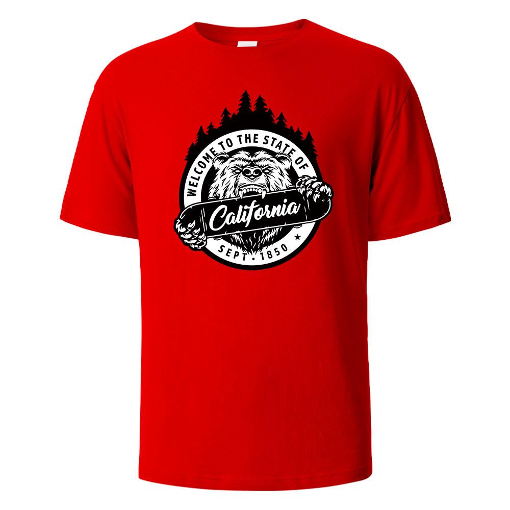 Herren T-Shirt mit Aufdruck Kalifornien 100% Baumwolle Oberteil Herren und Damen Sommer Atmungsaktiv Kurzarm Rundhals Basic T-Shirt Hoch