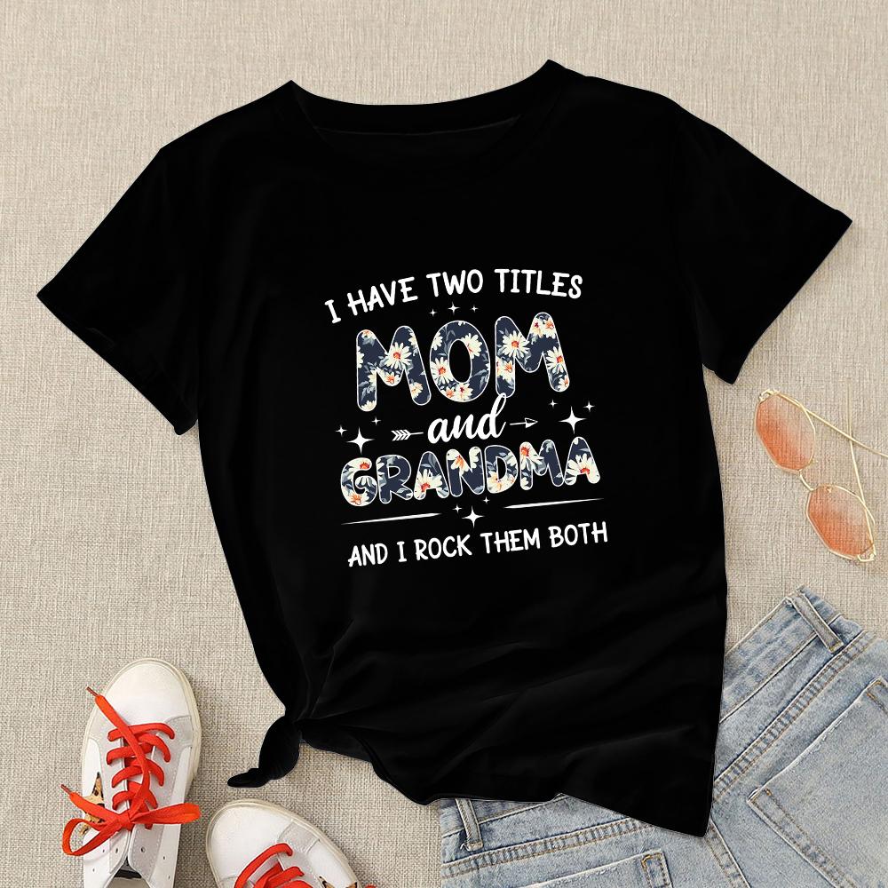 Oversized T Shirt Women Summer Streetwear Black Tops Loose Round Neck Tees Mother S Day Letter