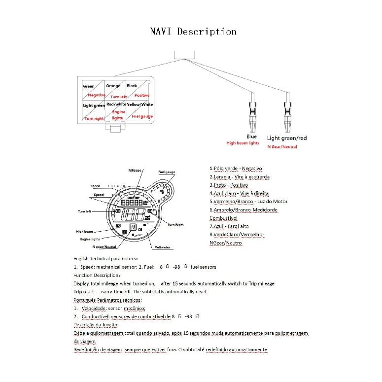 Tachometer Speedometer Digital Meter Motorcycle LCD Odometer TRIP ODO KMH Voltmeter Oil Level Gauge for Honda Navi