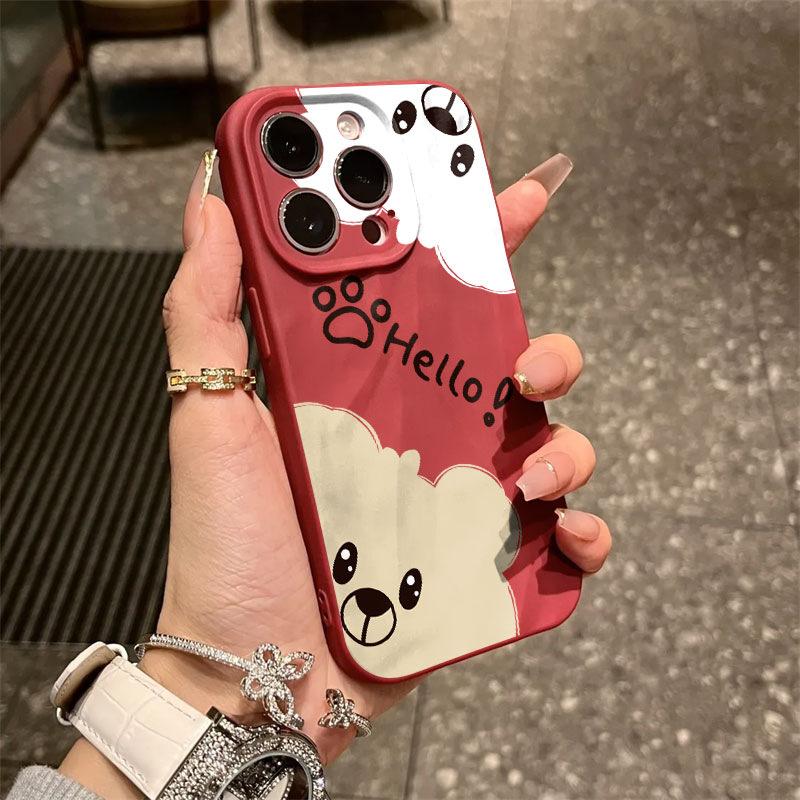 Cartoon Bear iPhone17promax Mobile Phone Case for Apple 16promax Pleats 14 Cute 15 Sets