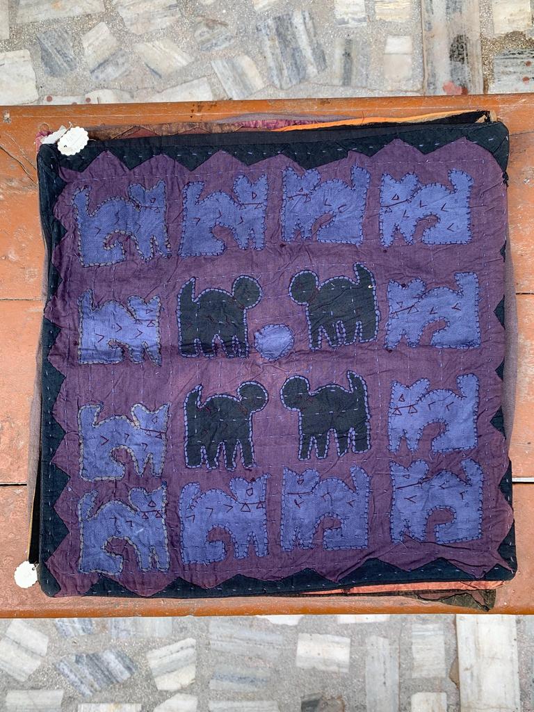 Hand Embroidered Cotton Pillow Cover: Bohemian Decorative Cushion 40