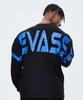 Leubase Old School Bag Blue Logo Oversized Long Sleeve T-Shirt_Black