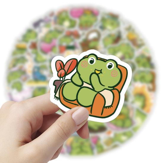 60Pcs Frog Stickers Various Lovely Waterproof Graffiti Decals DIY Decoration PVC