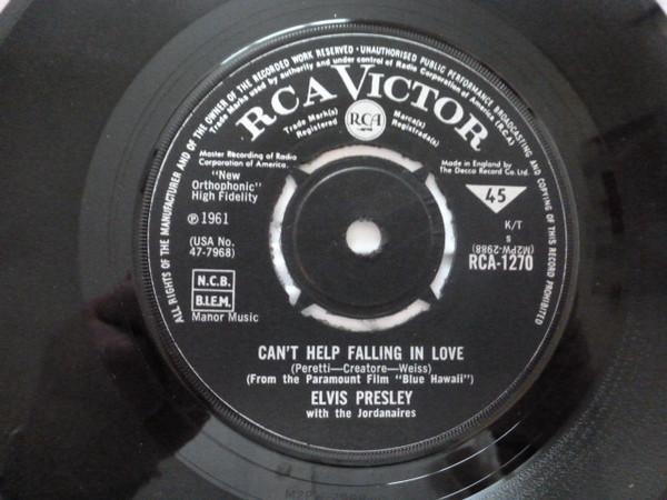 

7inch Record ELVIS PRESLEY Cant Help Falling In Love RockA RCA1270 RCA VICTOR 1963 UK Rock Used
