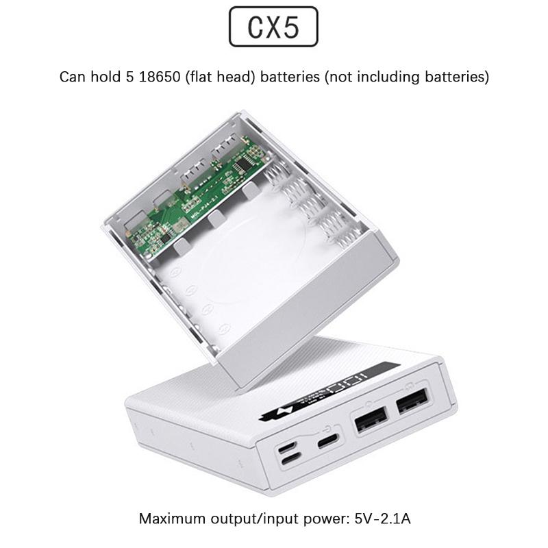 Diy Detachable Mobile Power Shell 5*18650 Power Bank Case Wireless Charger Shell