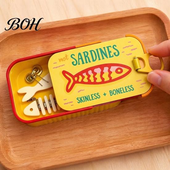 Reise Schmuckbehälter Sardinenbox mit Fischgräten-Trennwänden, Kompaktes Mini Neuheit Aufbewahrungsetui, Ringe Ohrringe Halsketten für Frauen Kleines Accessoire