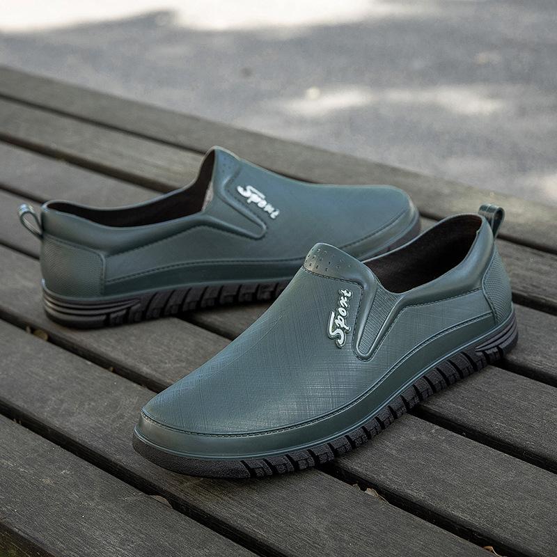 Rain Shoes Men's Low-Top Short Rain Boots Waterproof Shoes Non-slip Light Rubber Shoes Slip on Men Galoshes Trend Fishing Shoes