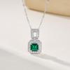 Simple Fresh Cultured Emerald Pendant S925 Silver with Lab-Synthesized Gemstone and Full Diamond Design for Women
