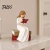 Minimalist Home Accents Reading Girl Figurine, Hand-Painted Resin Sculpture for Bookshelf Decor, Modern Angel Figurine Faceless Woman Statue