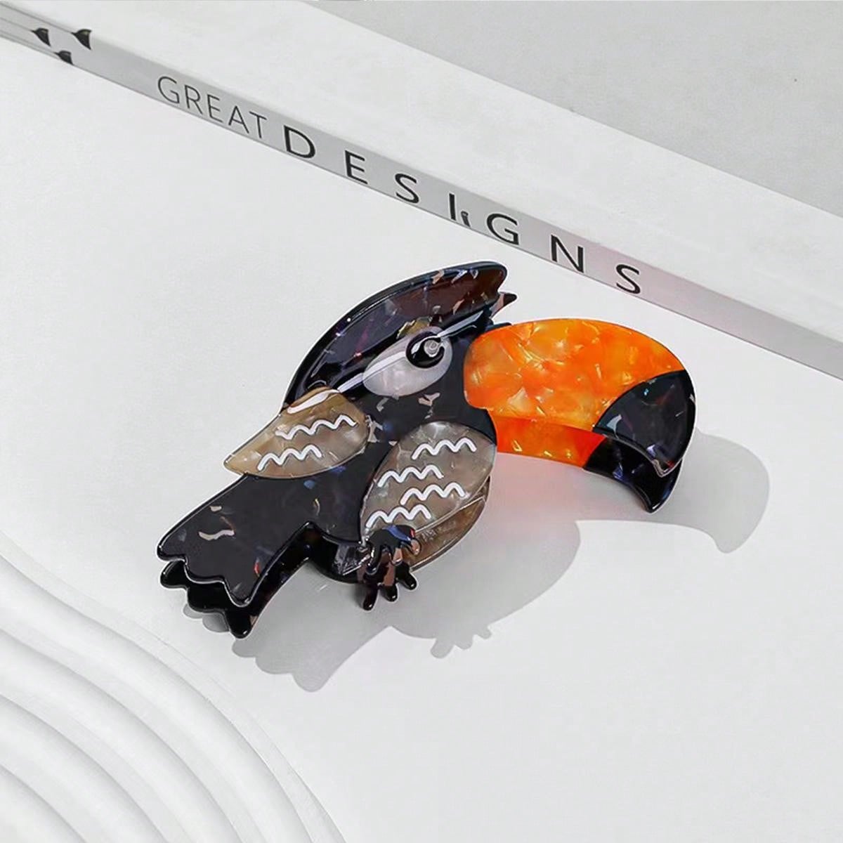 

1 шт. Модный ацетатный аксессуар для волос в виде животного, длинноклювый попугай, с зажимом-акулой для выхода в свет