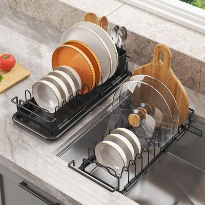 Non-Slip Sink Dish Drying Rack Large Capacity Sink Drain Rack Expandable Dish Drying Rack  for Home