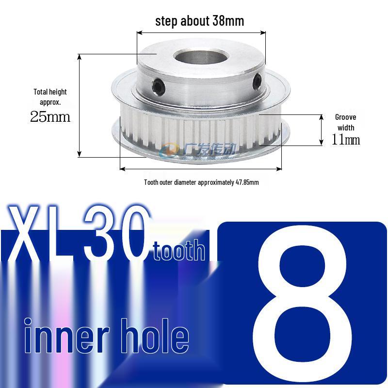 Synchronous Pulley XL, 30 Teeth, BF Type, Groove 11mm, Keyway Bore 5-25mm, Boss with Setscrew