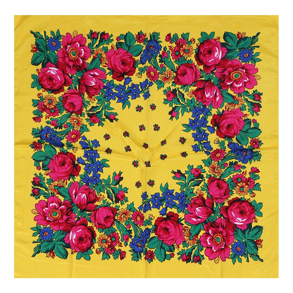 Luxury Hijab Hair Bands Square Cotton Scarf For Women Neckerchief Female Rose Pattern Shawl Headband Fashion Wraps Bandana