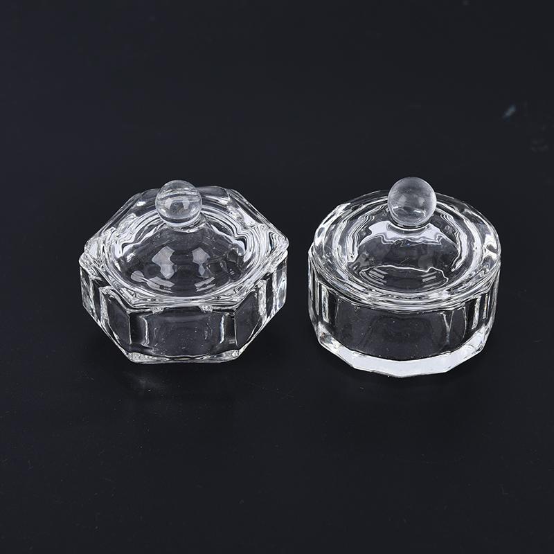 Verre Cristal Bol à Dappen Couvercle Porte-Gobelet Équipement Manucure Outil à Ongles