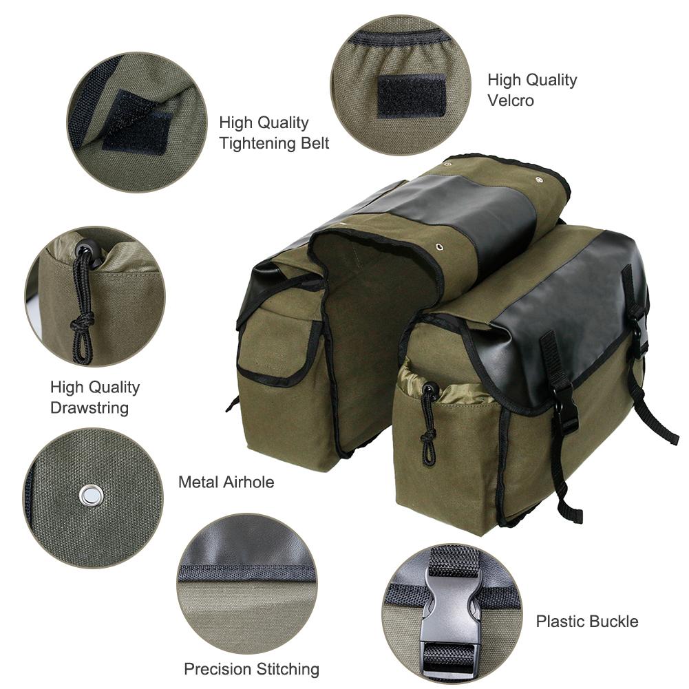 Universal Olive Canvas Motorcycle Bike Side Saddlebag Pannier Bag Luggage Pack