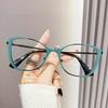Blue Light Blocking Glasses Cat Eye Color Block Metal Frame Clear Lens Computer Glasses Spectacles For Women