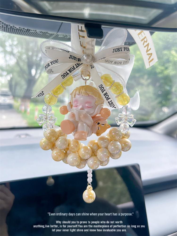 Bubble Temp Bow Decoration: Handmade High-End Car Mirror Ornament Gift