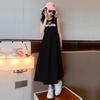 Girls Korean Version of The Western Style Solid Color Sleeveless Dress Children's Summer Fashionable Letter Casual Princess Dress