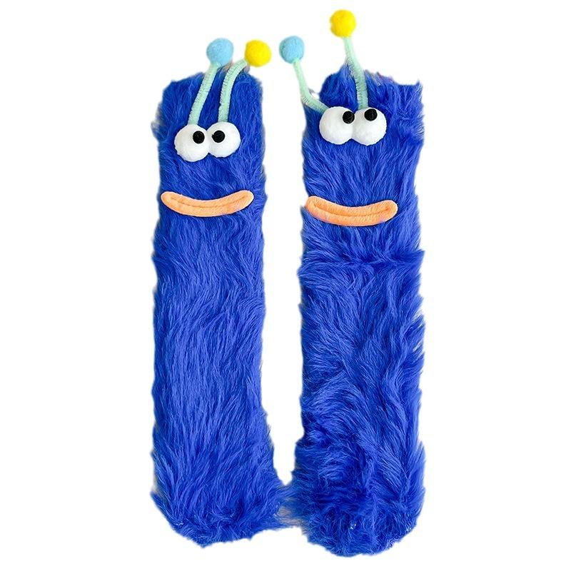 1 Pair Christmas Stockings Funny Monster Socks Autumn Winter Coral Fleece Floor Fuzzy Socks Couple Sleep Sock