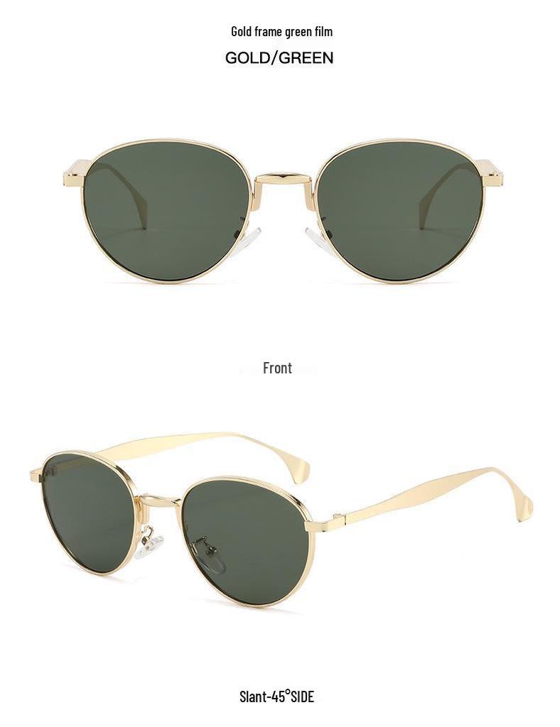 Retro European & American Oval Metal Sunglasses - Unisex, Fashion Street Style, UV Protection for Driving.