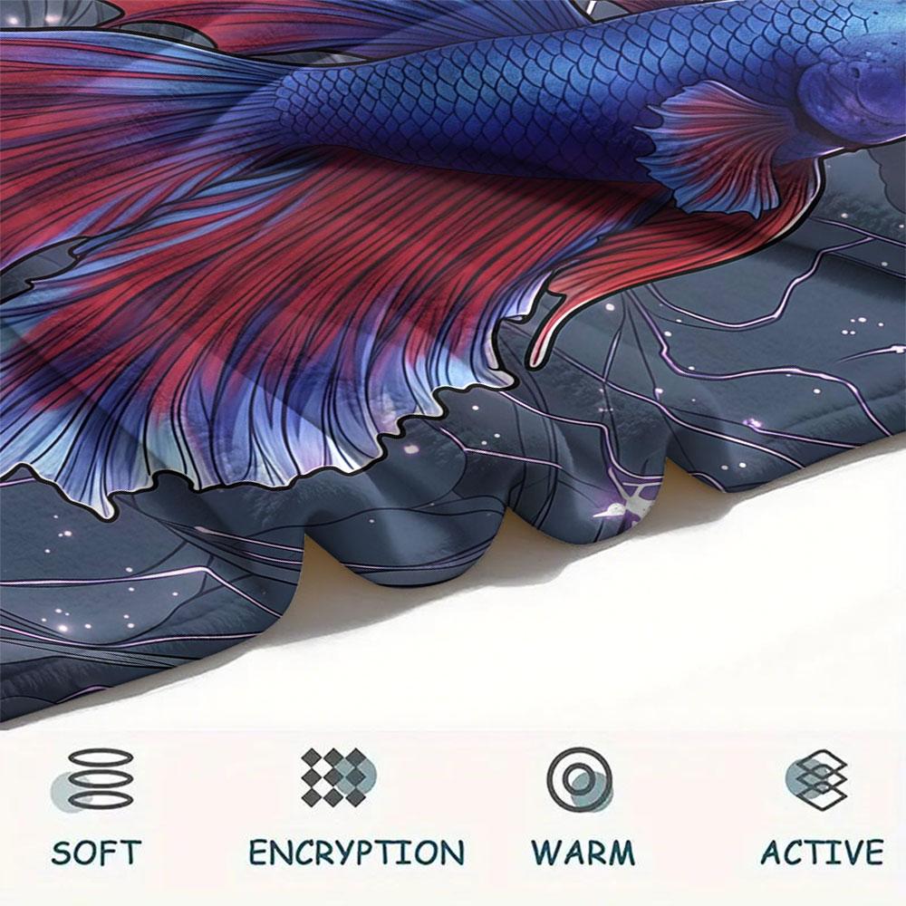 1Pc Marine life Print Flannel Blanket, High quality Comfortable for All Seasons, Home Decor, Warmth and Comfort, Perfect for Christmas Gifts