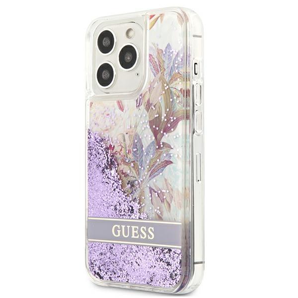 Guess Guhcp13Llflsu Iphone 13 Pro / 136,1 Fioletowy/Purple Hardcase Flower Liquid Glitter
