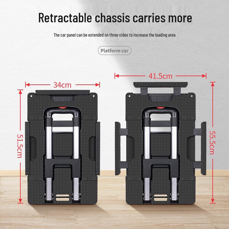 Aluminum Ultralight Foldable Trolley with Telescopic Design and Universal Wheels