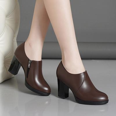 Komfort 7cm Elegant Schwarz Blockabsatz Schuhe Tiefer Ausschnitt Frühling 2025 Dicke Plateau Pumps Weiches Leder für Büro Model Arbeit